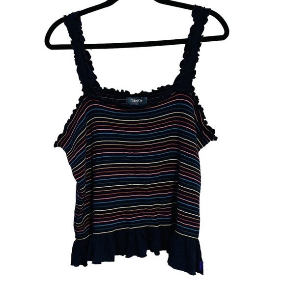 Modcloth Plus Size Rainbow Stripe Smocked Ruffle Tank Size 4X - Picture 2 of 5